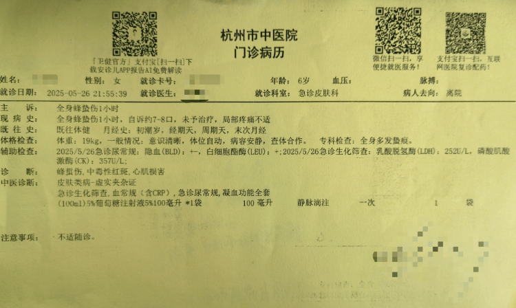 帕丘卡vs萨尔茨堡红牛_6岁女童被马蜂蜇伤辗转5家医院才得到治疗帕丘卡vs萨尔茨堡红牛?杭州卫健委:会反映给相关处室